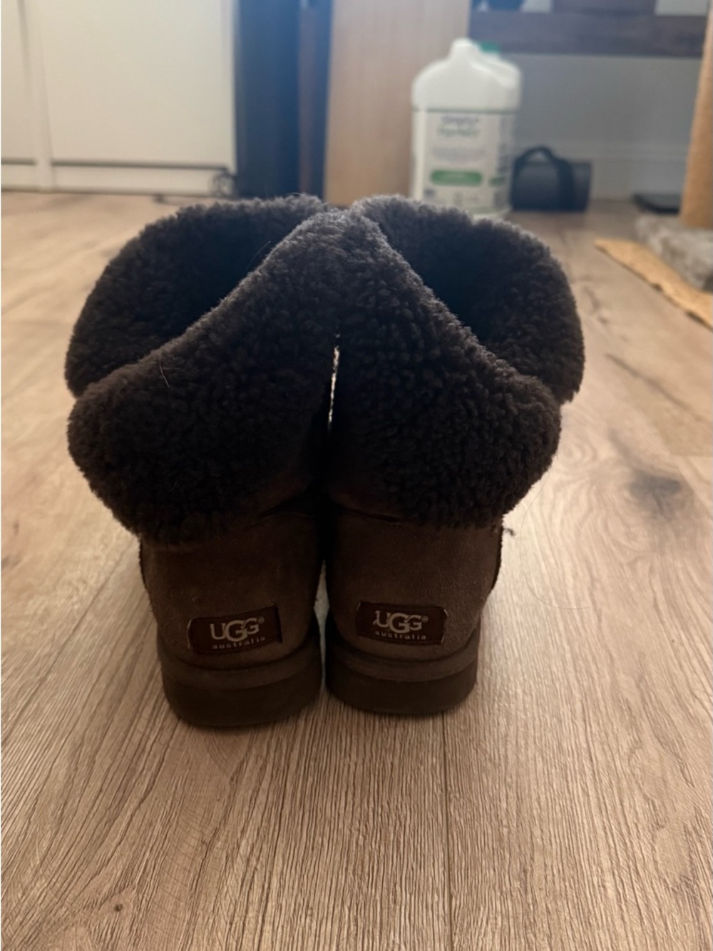 UGG Short Shearling Boots in Dark Brown
